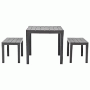 VidaXL Table de jardin avec 2 bancs Plastique Marron - marron plastique 48779 VidaXL Table de jardin avec 2 bancs Plastique Marron - marron plastique 48779