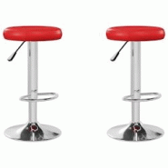 VidaXL Tabourets De Bar Lot De 2 Rouge Similicuir - rouge 333099 VidaXL Tabourets De Bar Lot De 2 Rouge Similicuir - rouge 333099