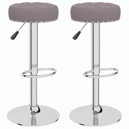 VidaXL Tabourets De Bar Lot De 2 Taupe Tissu - gris 332980