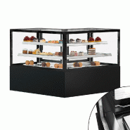 Vitrine réfrigérée d'angle pour pâtisserie MADRID - 1500 mm - 2 étagères - Noir