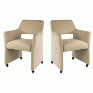Vivabita Matelpro - Fauteuil à roulettes moderne en tissu sable Flora (lot de 2) - Sable - 3665367398862 Vivabita Matelpro - Fauteuil à roulettes moderne en tissu sable Flora (lot de 2) - Sable - 3665367398862