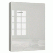 ARMOIRE LIT ESCAMOTABLE SMART-V2 STRUCTURE BLANC MAT, FAÇADE GLOSS BLANC BRILLANT 160*200 CM