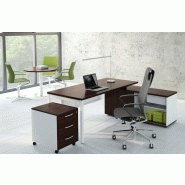 Bureau individuel Ogi U avec crédence - MDD - Blanc 9010, Cacao_0