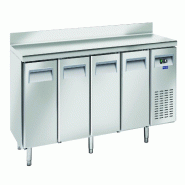 Cool Head table réfrigérée inox 4 portes crédence. Dégivrage auto. Temp. -2°C/+8°C. Mesure 225x70x85/95 cm. Tête froide QR4200 - 1742