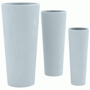 Décoshop26 - Lot de 3 pots de fleurs en argile fibreuse gris résistants aux intempéries 10_0007960 - 3000266398290