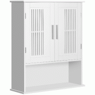 Helloshop26 - Armoire murale salle de bain 60 x 20 x 70 cm rangement modulable étagère ajustable moderne minimaliste en MDF blanc 21_0001896 - blanc