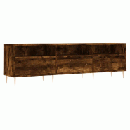 Helloshop26 - Meuble TV moderne avec grand espace de rangement salon 150 x 30 x 44,5 cm en bois d'ingénierie chêne fumé 02_0048977 - Bois massif 30