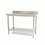 Maxima Table en acier inoxydable - 80 x 60 cm - hauteur réglable - avec dosseret et étagère de rangement – 80 × 60 × 90 cm - AKS-09300977