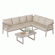 Merax salon de jardin, 6 personnes, beige - beige multi-matériau N634P0057B
