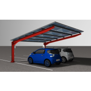 Ombrière photovolttaïque en acier adaptable à tous types de parkings - Toiture pente vers le ciel ou vers le sol - SunPark M1 A & M1 B Ombrière photovolttaïque en acier adaptable à tous types de parkings - Toiture pente vers le ciel ou vers le sol - SunPark M1 A & M1 B