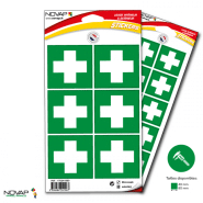 Planches de 10 panneaux adhésifs 40x40 mm incendie évacuation - PADCPN-NV01/PHRM_0