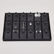 Plateau pour 18 paires boucles d'oreilles noir et cadre noir 35x24x3 cm