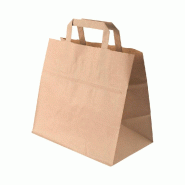 Sac traiteur kraft brun poignées plates 26x14x29cm - par 250