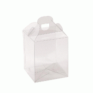Valisette à confiserie transparente avec poignée 9x9x10cm - par 10