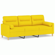 VidaXL Canapé 3 places avec oreillers jaune clair 180 cm tissu Modèle Selora - 3200834