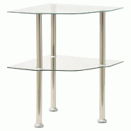 VidaXL Table d'appoint 2 niveaux Transparent 38x38x50 cm Verre trempé Modèle Zenith Élégance Plus - 322793