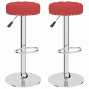 VidaXL Tabourets de bar lot de 2 rouge bordeaux tissu Modèle Atlas Panorama Vision - 332979