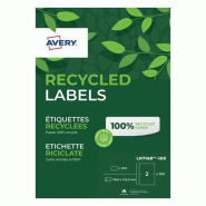 AVERY 200 étiquettes recyclées blanches, format 199,6 x 143,5 mm (100 feuilles A4 / cdt) - 4004182055939