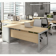 Bureau rectangulaire pieds cadre Practika P2 - Quadrifoglio - 120, Blanc, Chêne blanchi, Sans voile de fond_0