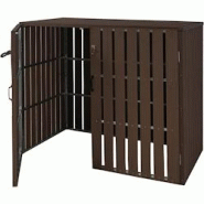 Décoshop26 - Abri de poubelles extérieur conteneurs à ordures jusqu'à 4 bacs 115x140x100 cm en métal aspect bois marron 04_0005614 - marron 30006 Décoshop26 - Abri de poubelles extérieur conteneurs à ordures jusqu'à 4 bacs 115x140x100 cm en métal aspect bois marron 04_0005614 - marron 30006