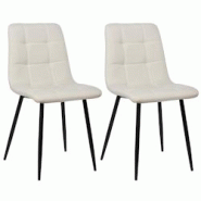 Décoshop26 - Lot de 2 chaises de salle à manger en tissu crème pieds métal noir mat style moderne CDS101109 - noir 3000491769605 Décoshop26 - Lot de 2 chaises de salle à manger en tissu crème pieds métal noir mat style moderne CDS101109 - noir 3000491769605