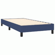 Décoshop26 - Sommier à lattes sur pieds cadre de lit 90x190 cm tissu bleu TDL0207323 - bleu 3001184988006