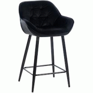 Décoshop26 - Tabouret de bar chaise haute x1 assise effet capitonnée en velours noir et métal noir 10_0004891 - noir 3000252346441 Décoshop26 - Tabouret de bar chaise haute x1 assise effet capitonnée en velours noir et métal noir 10_0004891 - noir 3000252346441