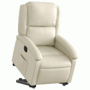 Fauteuil inclinable électrique crème similicuir Modèle Pervessia - 8721012167292