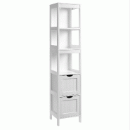 Helloshop26 - Meuble salle de bain armoire haute placard de rangement colonne avec 2 tiroirs et 3 casiers ouverts 30 x 30 x 141,5 cm 12_0006521 - 3000