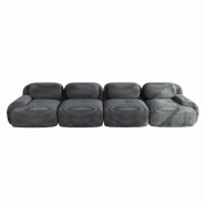 Merax Modular Cord Sofa 4 places, Cloud Sofa sans cadre, près du sol avec assise profonde, doux et confortable, antidérapant, gris - gris multi-mat�
