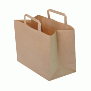 Sac NOVABAG Kraft Brun Poignées Plates - 26+14x30cm - Haute Résistance 80g/m² - Spécial Vente à Emporter  - VOLUME CHR Lot de 2000 - beige papier
