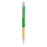 Stylo bille en aluminium - grip bambou - finition caoutchoutée - gravure laser effet miroir - encre bleue Stylo bille en aluminium - grip bambou - finition caoutchoutée - gravure laser effet miroir - encre bleue