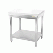 Table de boucher avec plaque de découpe blanche - 700 x 700 mm / GOLDINOX - blanc inox 3701770818853 Table de boucher avec plaque de découpe blanche - 700 x 700 mm / GOLDINOX - blanc inox 3701770818853