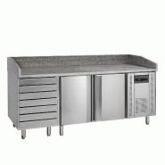 Table de préparation pizza en granit - 2 portes 60/40 et tiroirs | Tefcold - PT1310 Table de préparation pizza en granit - 2 portes 60/40 et tiroirs | Tefcold - PT1310