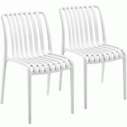 Tectake Chaises de jardin Alcudia - résistantes aux intempéries, empilables - lot de 2 - blanc - plastique polypropylène - 406042 Tectake Chaises de jardin Alcudia - résistantes aux intempéries, empilables - lot de 2 - blanc - plastique polypropylène - 406042