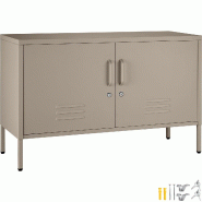 TecTake GmbH tectake Buffet Baker métallique design minimaliste 2 portes verrouillables étagère réglable, 100x42.5x65cm, taupe - marron acier 406413