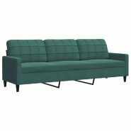VidaXL Canapé à 3 places Vert foncé 210 cm Velours Modèle Ivonia - 4007646