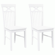 VidaXL Chaises à manger 2 pcs blanc bois massif caoutchouc Modèle Vega Office Métal - 4102415