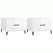 VidaXL Tables basses avec pieds métal 2 pcs Blanc brillant 50x50x40 cm Modèle Horizon Prestige - 812739