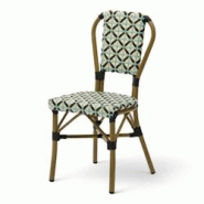 Chaise de terrasse AUTEUIL - Aluminium - L 39 x P 42 x H 88 cm - Tressage Blanc Noir Jaune et Bleu - Bistromania - beige aluminium EA198 Chaise de terrasse AUTEUIL - Aluminium - L 39 x P 42 x H 88 cm - Tressage Blanc Noir Jaune et Bleu - Bistromania - beige aluminium EA198