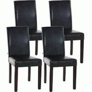 CLP Lot de 4 Chaises de salle à manger Ina similicuir avec pieds en Bois Marron/Marron foncé - marron polyester 181063203 CLP Lot de 4 Chaises de salle à manger Ina similicuir avec pieds en Bois Marron/Marron foncé - marron polyester 181063203