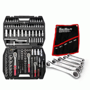 Coffret Outils Kraft Muller CRV171 pièces Douilles, Cliquets, clés plates cliquet, pour amateurs et PRO, en Chrome vanadium - 3666630003889