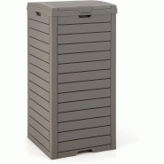 COSTWAY Poubelle 118 L, bac avec couvercle, bac à liquide extractible et poignée, conteneur étanche extérieur, lot de 2, marron - marron plastique