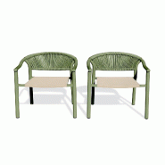 DCB GARDEN Lot de 2 fauteuils de jardin empilables en aluminium olive (L 56,5 x l 63 x H 73 cm) - SUMBA - 3700286491543