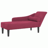 Décoshop26 - Méridienne chaise longue pour intérieur avec coussins en tissu velours rouge bordeaux DEC026098 - rouge 3000255621255