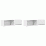 Helloshop26 - Lot de 2 meubles TV muraux peu encombrants 100 x 31 x 25,5 cm en bois d'ingénierie blanc 02_0051658 - blanc Bois massif 3000237026566