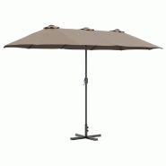 Helloshop26 - Parasol de jardin pliable moderne été 370 x 197 x 239 cm en polyester taupe 02_0058742 - aluminium 3000240748066