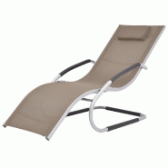 Helloshop26 - Transat chaise longue bain de soleil lit de jardin terrasse meuble d'extérieur avec oreiller aluminium et textilène 02_0012554 - alumi