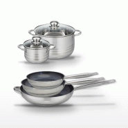 Lot de 3 Poêles 24/28/32 cm Elo Profi Therm Platinum et 2 Faitouts 14/20 cm Elo - gris inox 3176239970722