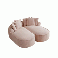 Merax Chenille Cloud Canapé 2 places modulable double sans cadre avec très grande méridienne double avec coussins Rose - W3325S00283_0